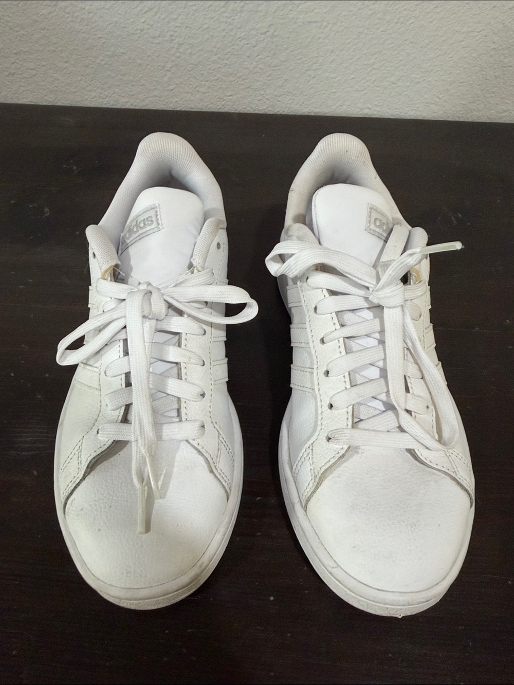 adidas Womens White Low-Top Leather Sneakers